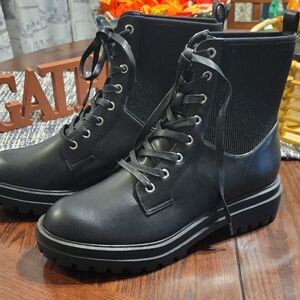 Stylish Black Lace-Up Combat Boots